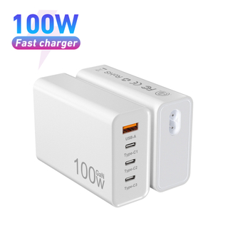 Cargador de pared USB C, 100W PD 3.0 PPS Cargador rápido GaN III de 4 puertos Estación de carga tipo C Adaptador de corriente plegable Bloque de cargador de viaje