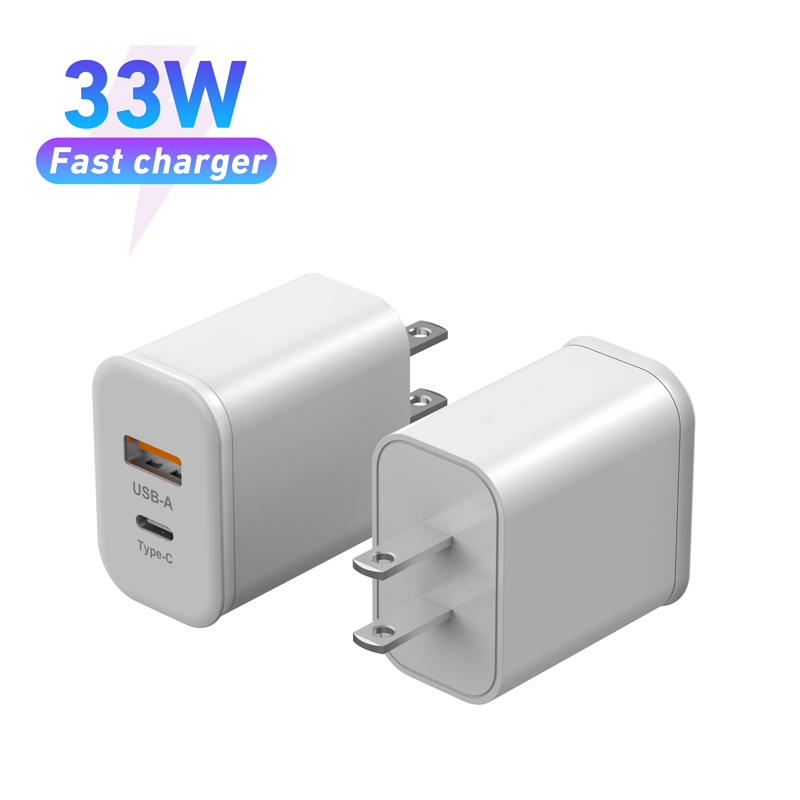 Cargador de pared USB C GaN de 33W PD 30W + QC 4,0 PPS bloque de carga súper rápida con pantalla de vatios y adaptador de corriente de puerto tipo C con enchufe plegable 