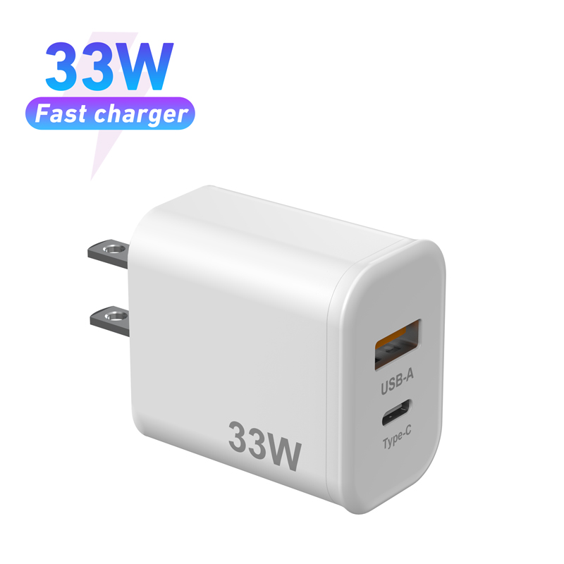 Cargador de pared USB C GaN de 33W PD 30W + QC 4,0 PPS bloque de carga súper rápida con pantalla de vatios y adaptador de corriente de puerto tipo C con enchufe plegable 